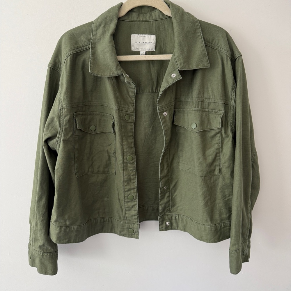 Olive Green Women's Cropped Utility Jacket by Lucky Brand
